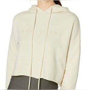 🧘🏽‍♀️ NWOT Alo Yoga Embroidered Cream Cropped Hoodie - Sz Large